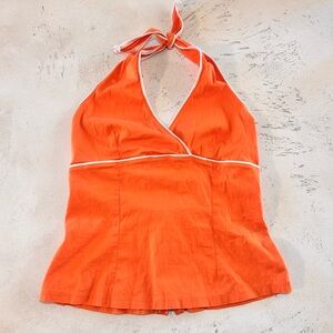 Vintage Fabiola Y2K Orange Halter Top